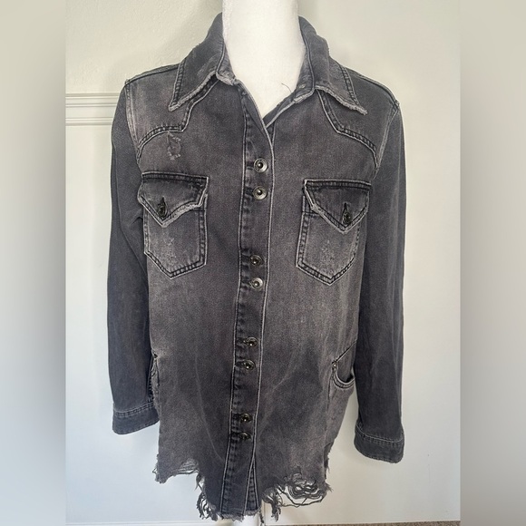 Free People Moonchild Denim Shirt Jacket size XS - Picture 4 of 12